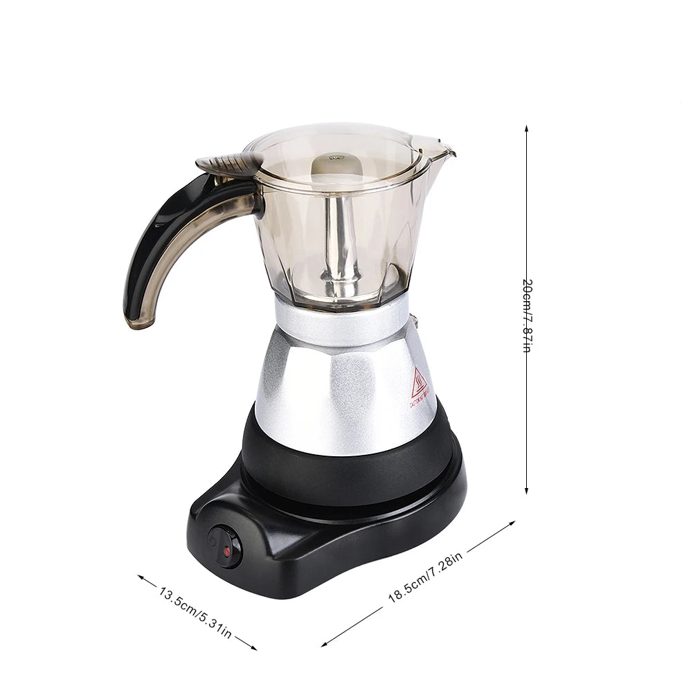 150ml/300 ml 3-6 Cups 480W Electric Pot Detaable Kitchen Stovetop Coffee Maker EU Plug