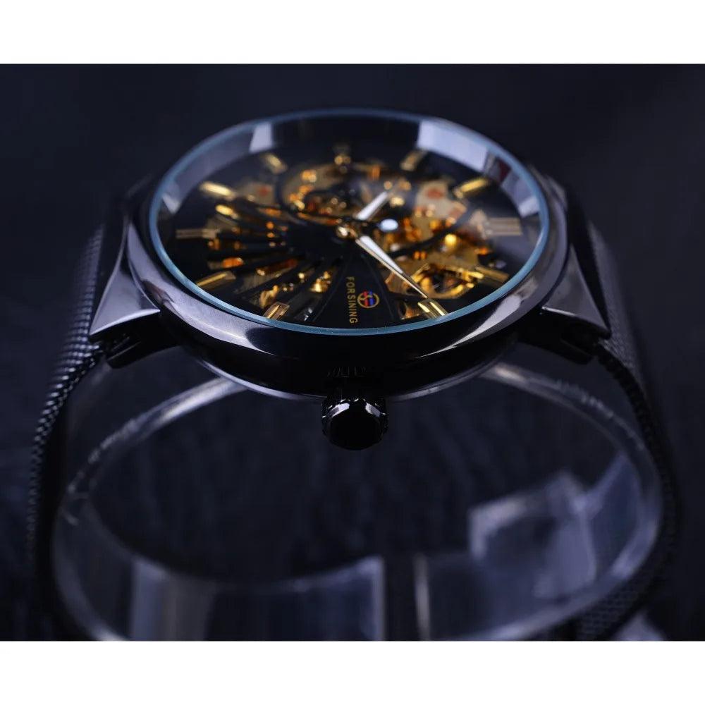 Forsining Fashion Luxury Unisex Skeleton Dial Watch — Waterproof, Small Dial, Top Brand