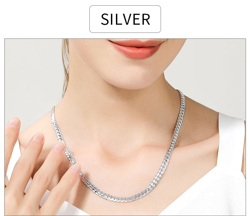18K Gold/Silver Color 6mm Full Sideways Necklace — 8/18/20/24 Inch Chain