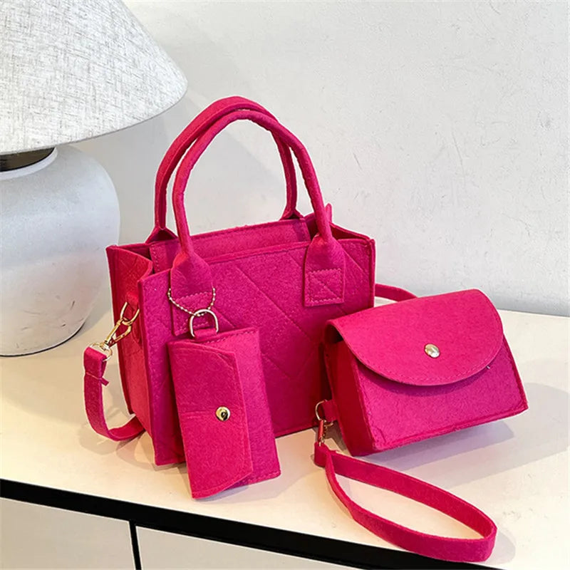 3-Piece Embossed Women's Handbag Set — Crossbody, Clutch & Wallet