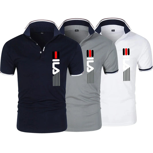 2025 Men’s Summer Polo Shirt — Printed Lapel, Anti-Pilling, Breathable, Short Sleeve, Slim Fit