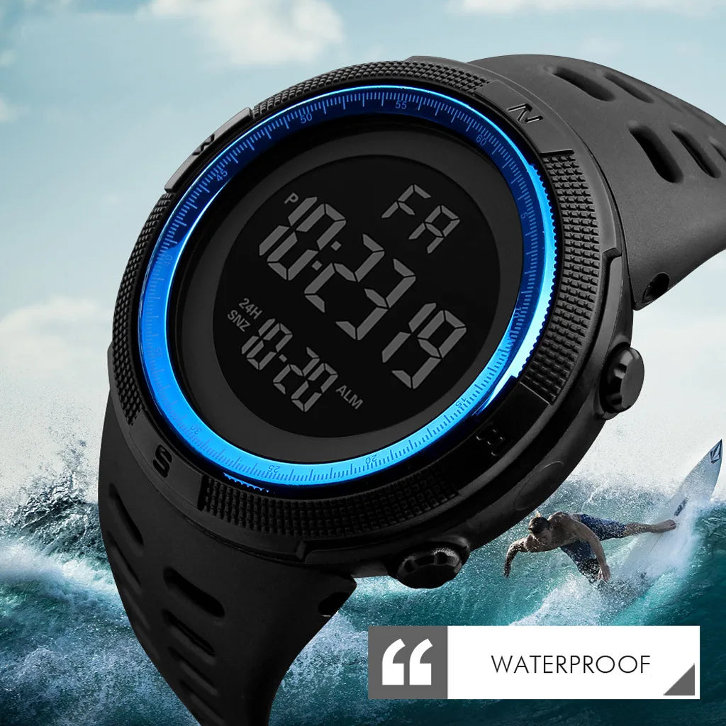 Electronic Watch for Men — Military Style, Luminous Multifunction LED Digital Wristwatch