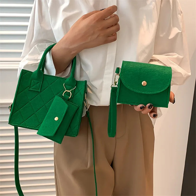 3-Piece Embossed Women's Handbag Set — Crossbody, Clutch & Wallet