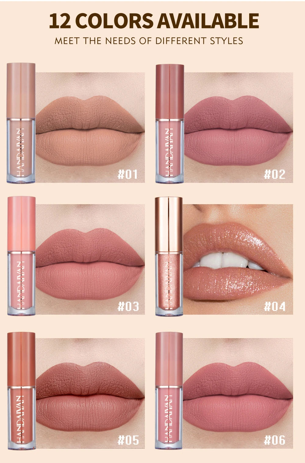 HANDAIYAN 12-Color Velvet Matte Lip Gloss Set — Liquid Lipstick Gift Box
