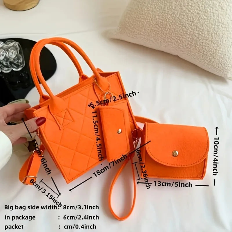 3-Piece Embossed Women's Handbag Set — Crossbody, Clutch & Wallet