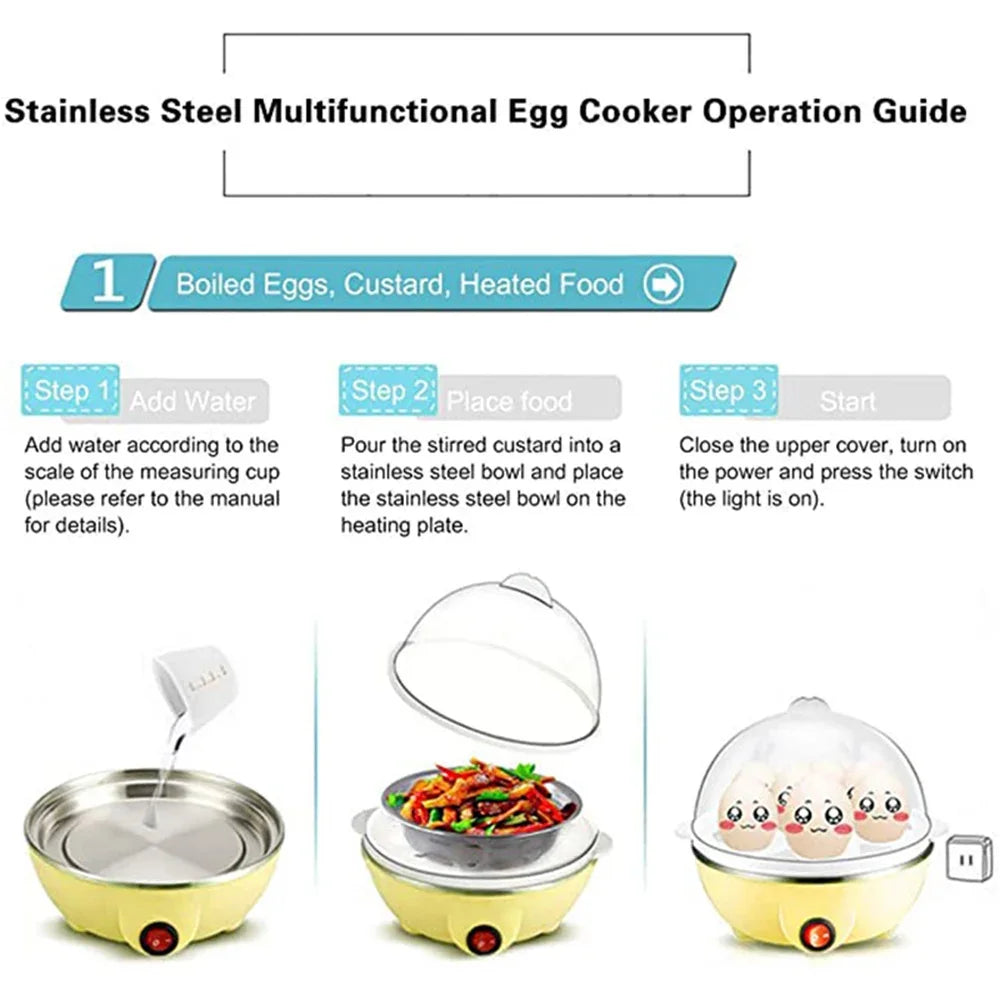 7-Egg Boiler & Steamer — Multi-Function Electric Egg Cooker