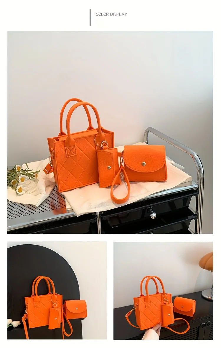 3-Piece Embossed Women's Handbag Set — Crossbody, Clutch & Wallet