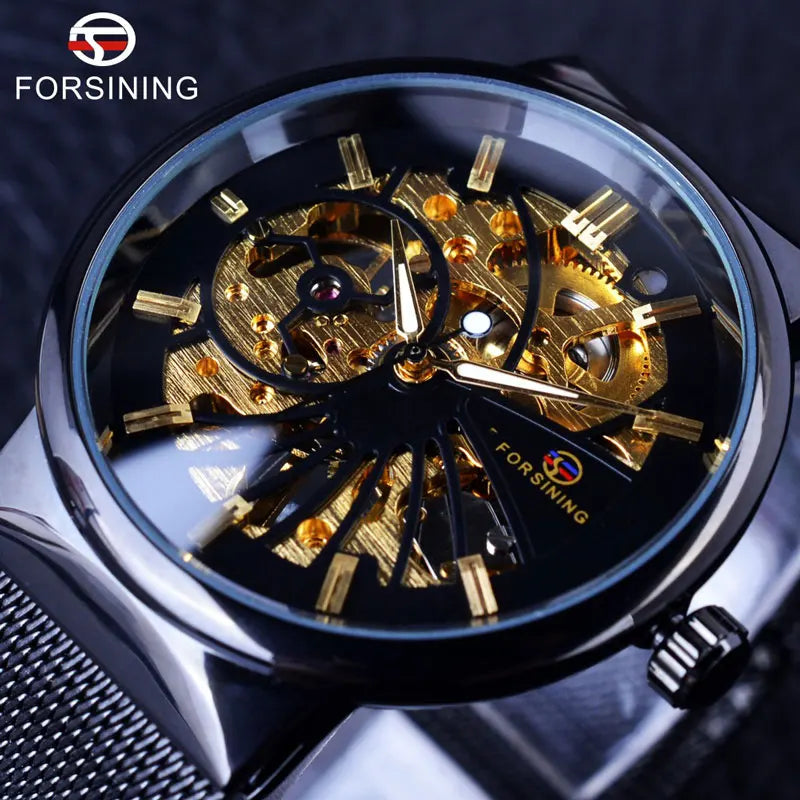 Forsining Fashion Luxury Unisex Skeleton Dial Watch — Waterproof, Small Dial, Top Brand