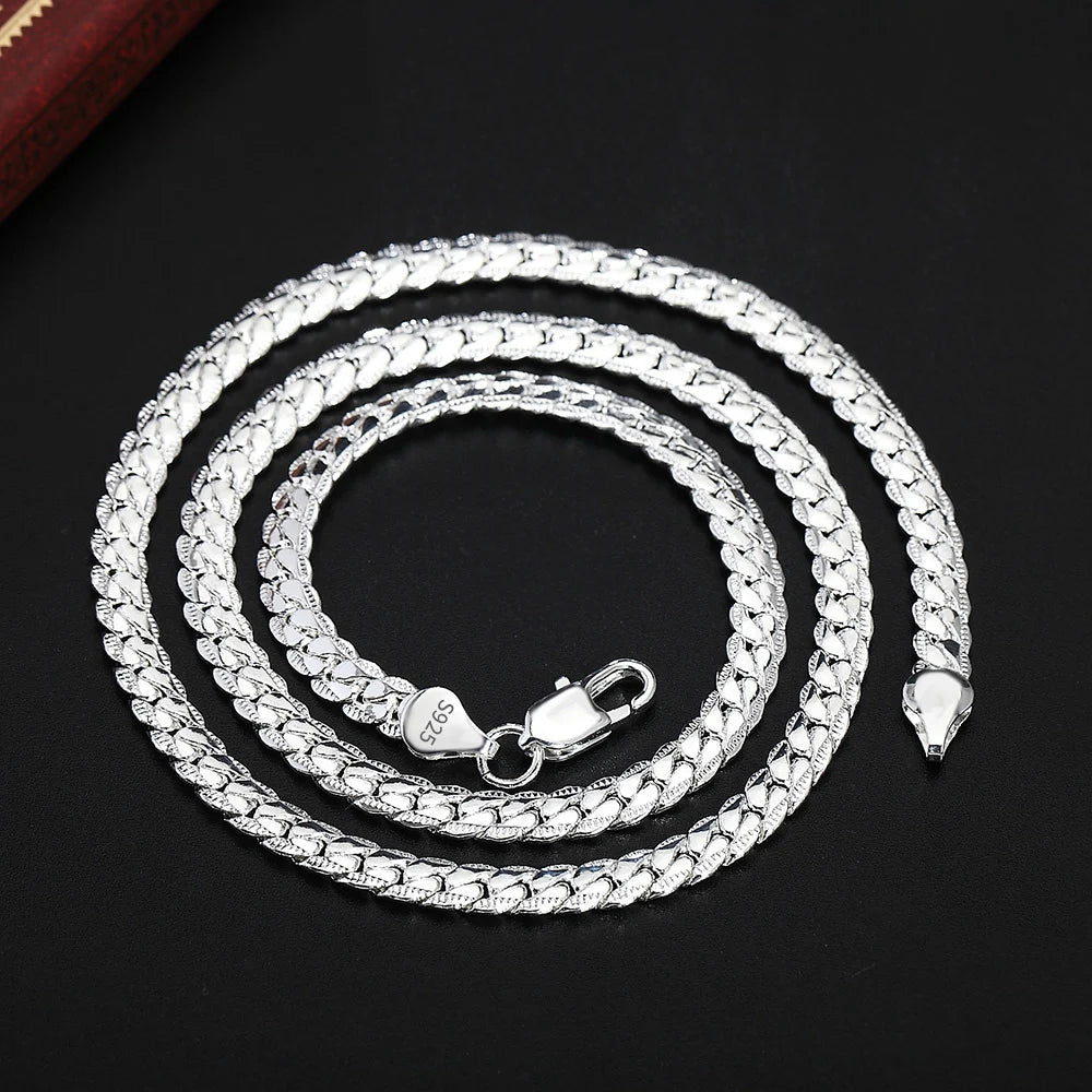 18K Gold/Silver Color 6mm Full Sideways Necklace — 8/18/20/24 Inch Chain