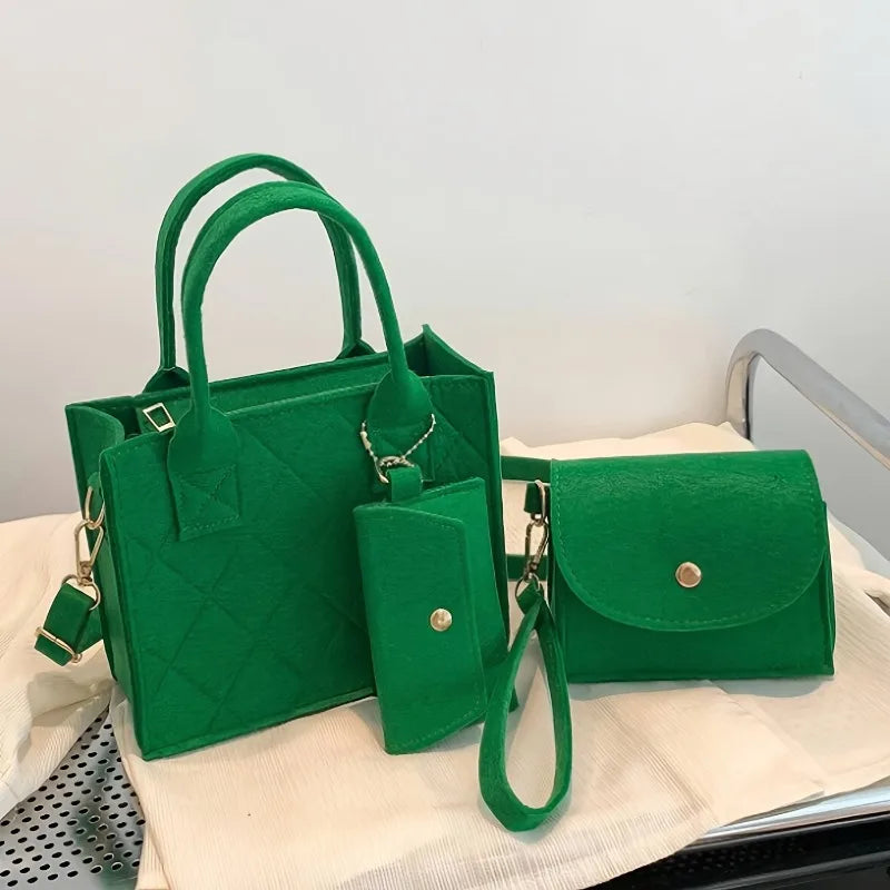 3-Piece Embossed Women's Handbag Set — Crossbody, Clutch & Wallet
