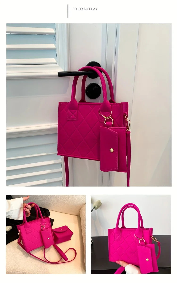 3-Piece Embossed Women's Handbag Set — Crossbody, Clutch & Wallet