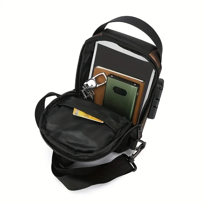 Oxford Fabric Sling Bag for Men — Crossbody Chest Pack, Zip Closure