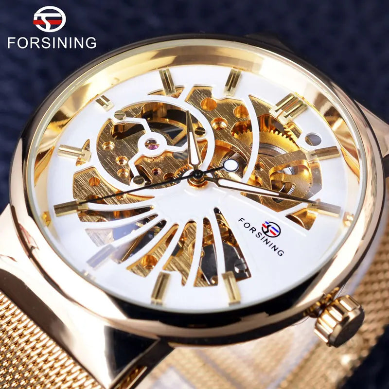 Forsining Fashion Luxury Unisex Skeleton Dial Watch — Waterproof, Small Dial, Top Brand