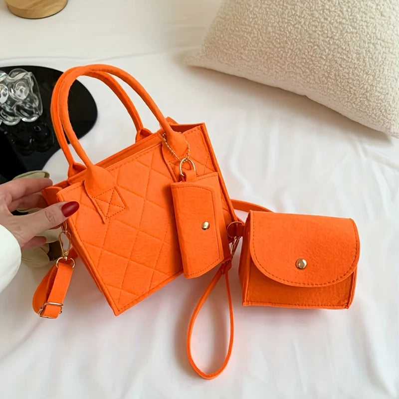 3-Piece Embossed Women's Handbag Set — Crossbody, Clutch & Wallet