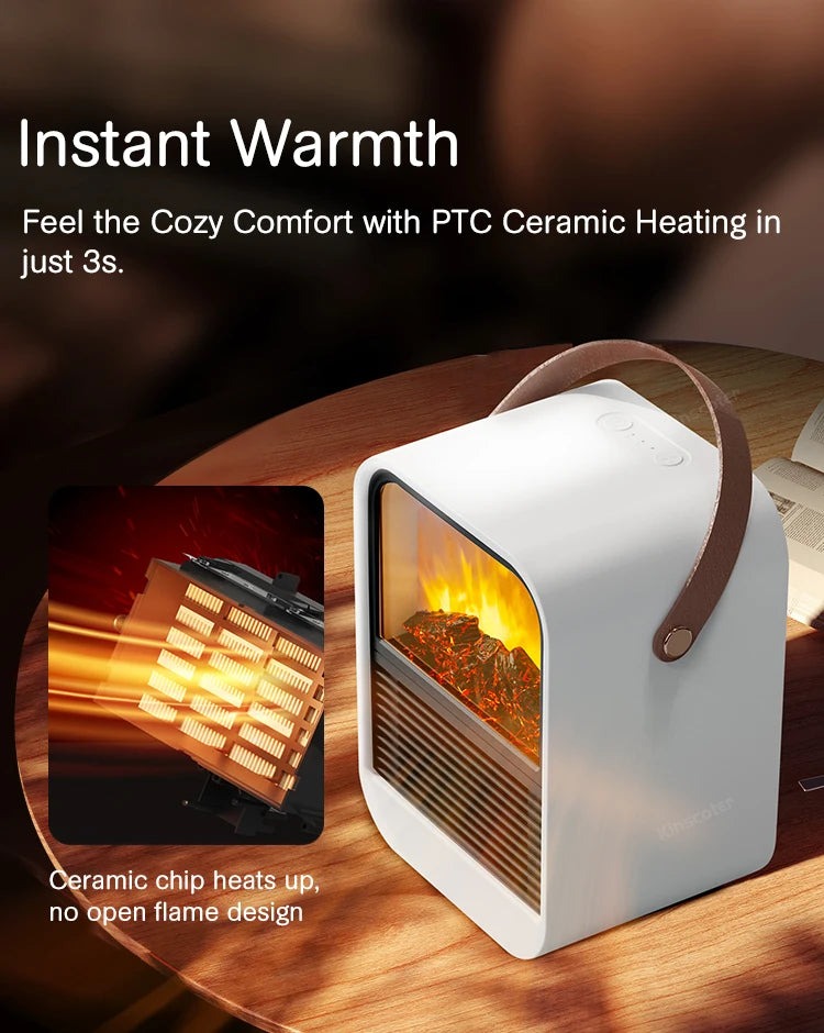Fireplace Electric Heater Portable Desktop Warmer, Warm Blower Fan for Home Heating