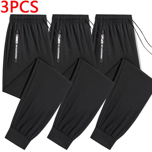1/2/3 Piece Men’s Jogging Pants — Sports Fit, Zip Pockets, Quick-Dry