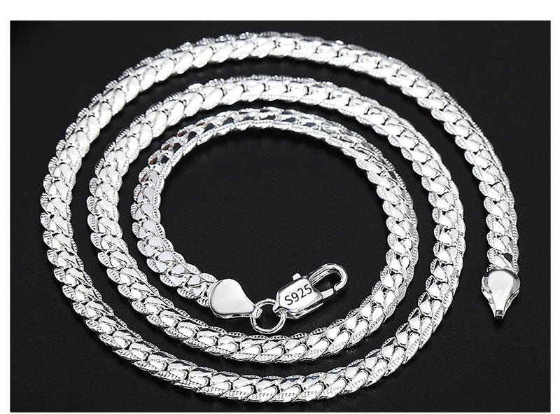 18K Gold/Silver Color 6mm Full Sideways Necklace — 8/18/20/24 Inch Chain
