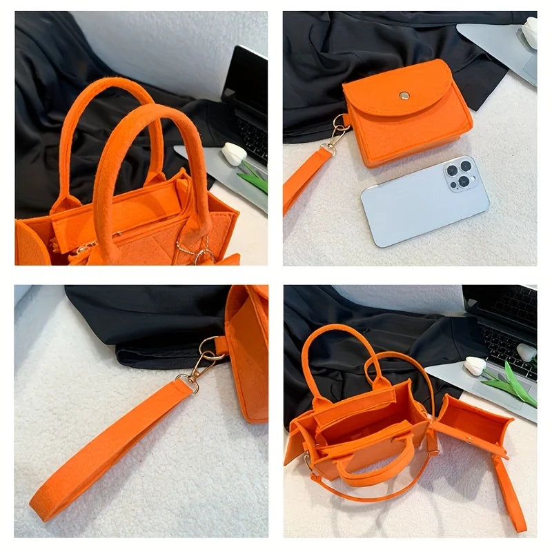 3-Piece Embossed Women's Handbag Set — Crossbody, Clutch & Wallet
