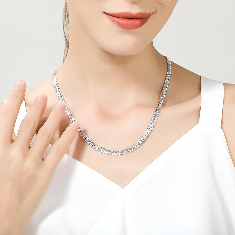 18K Gold/Silver Color 6mm Full Sideways Necklace — 8/18/20/24 Inch Chain