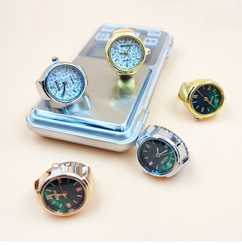 Hot-Selling Finger Ring Watch — Quartz Movement, Vintage Alloy Shell, Unisex Gift