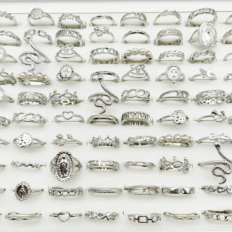 30pc/Lot Gold Color Finger Rings for Girls — Love, Snake, Animal, Butterfly, Cutout, Star, Pearl, Thin Joint