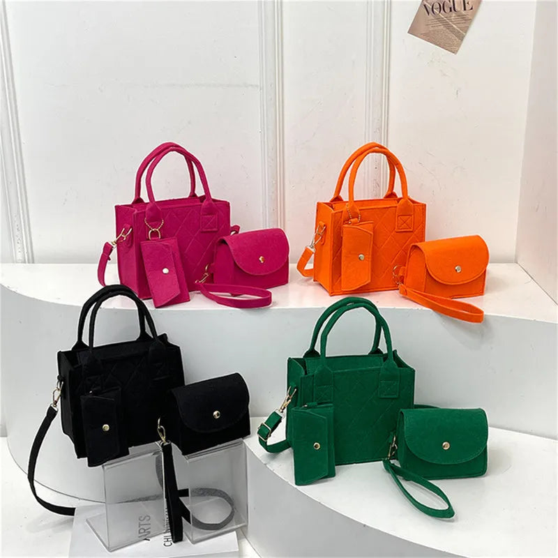 3-Piece Embossed Women's Handbag Set — Crossbody, Clutch & Wallet