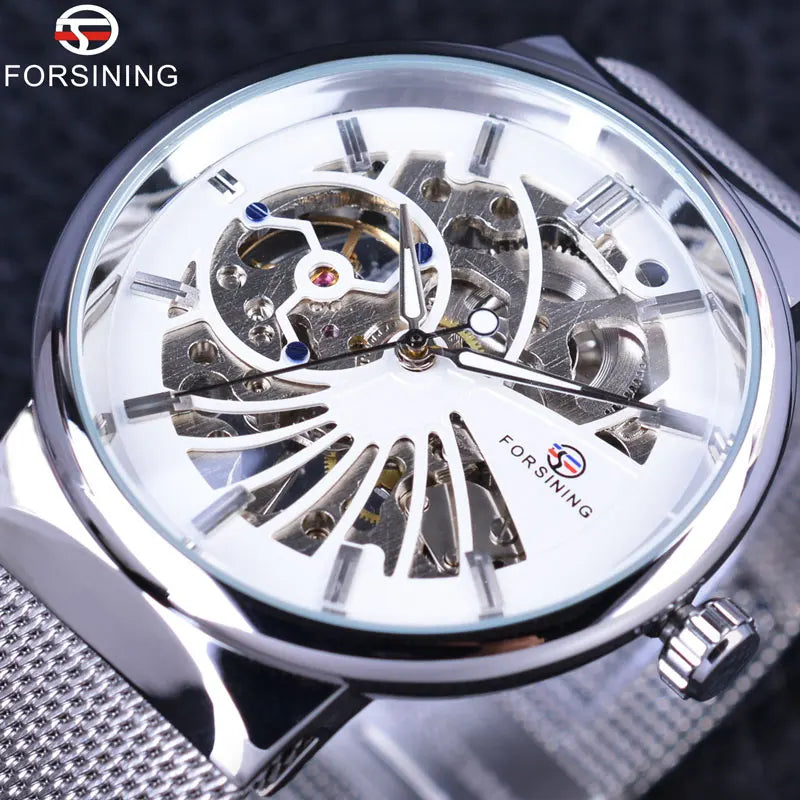 Forsining Fashion Luxury Unisex Skeleton Dial Watch — Waterproof, Small Dial, Top Brand