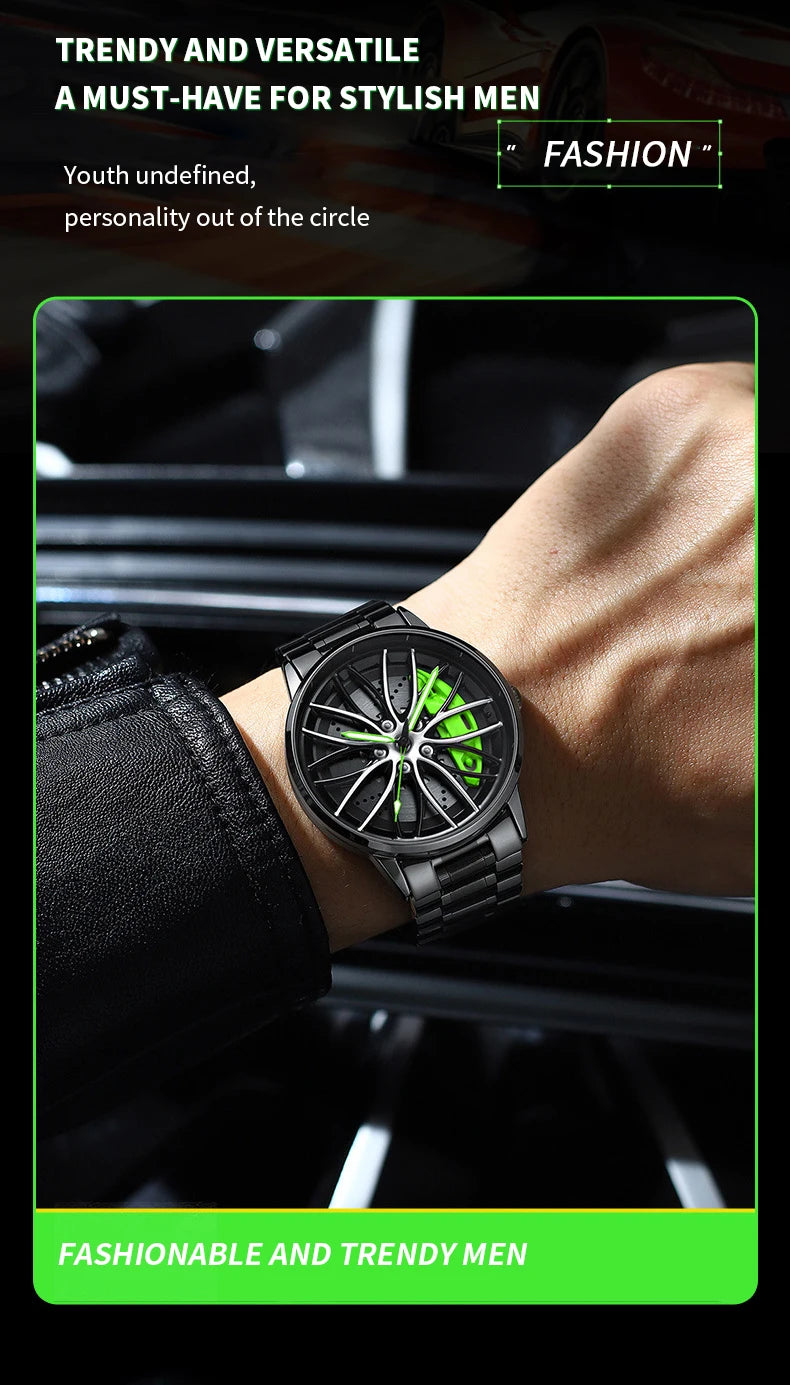 Men’s Casual Sports Watch – 42mm, Stainless Steel Band, 3Bar Quartz