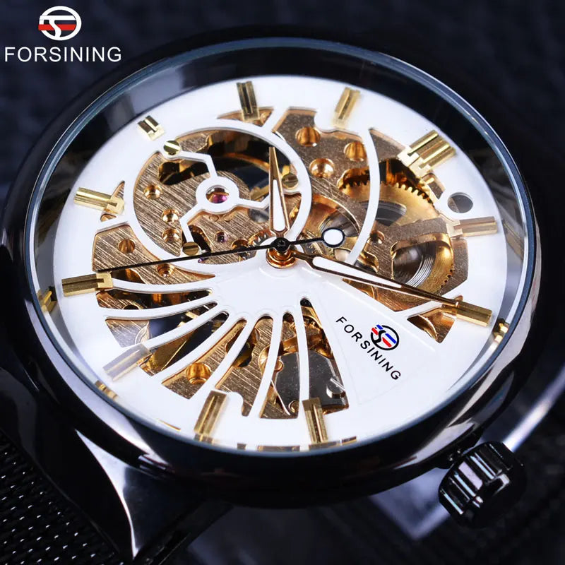 Forsining Fashion Luxury Unisex Skeleton Dial Watch — Waterproof, Small Dial, Top Brand