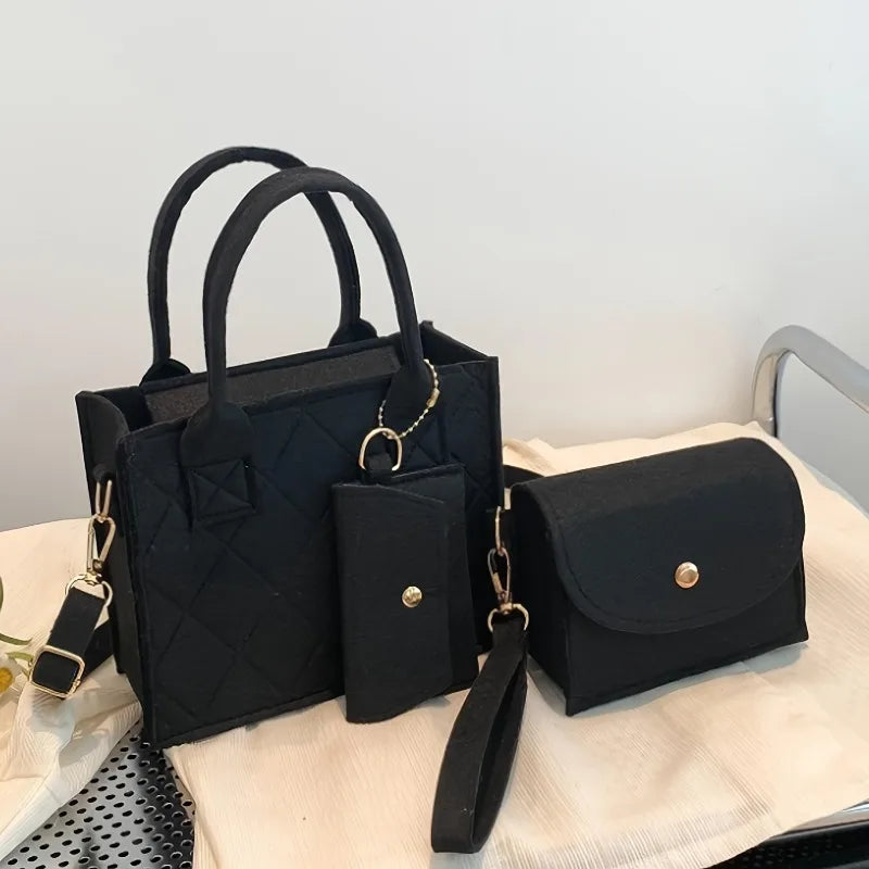 3-Piece Embossed Women's Handbag Set — Crossbody, Clutch & Wallet
