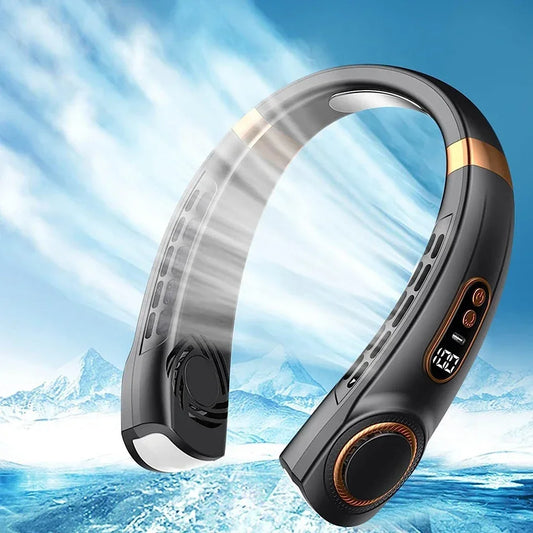 2025 Mini Hanging Neck Fan – Bladeless, Portable Air Cooler with Digital Display