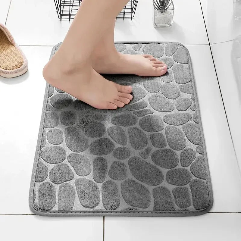 One-Piece Embossed Fiber Carpet — Anti-Slip Pebble Mat for Home
