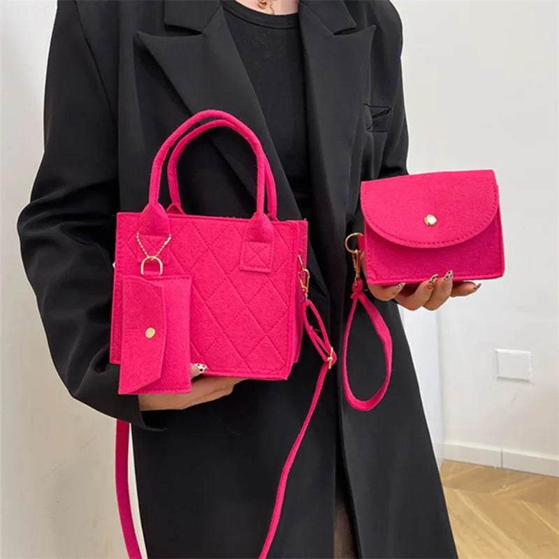 3-Piece Embossed Women's Handbag Set — Crossbody, Clutch & Wallet