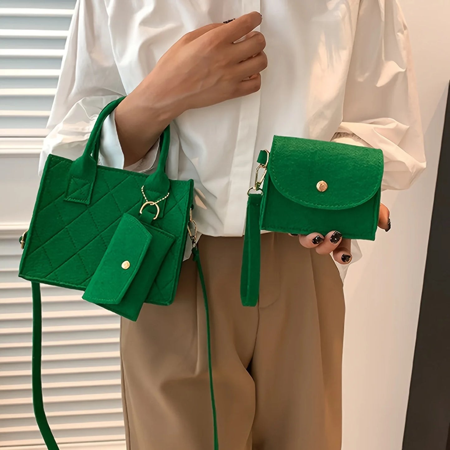 3-Piece Embossed Women's Handbag Set — Crossbody, Clutch & Wallet
