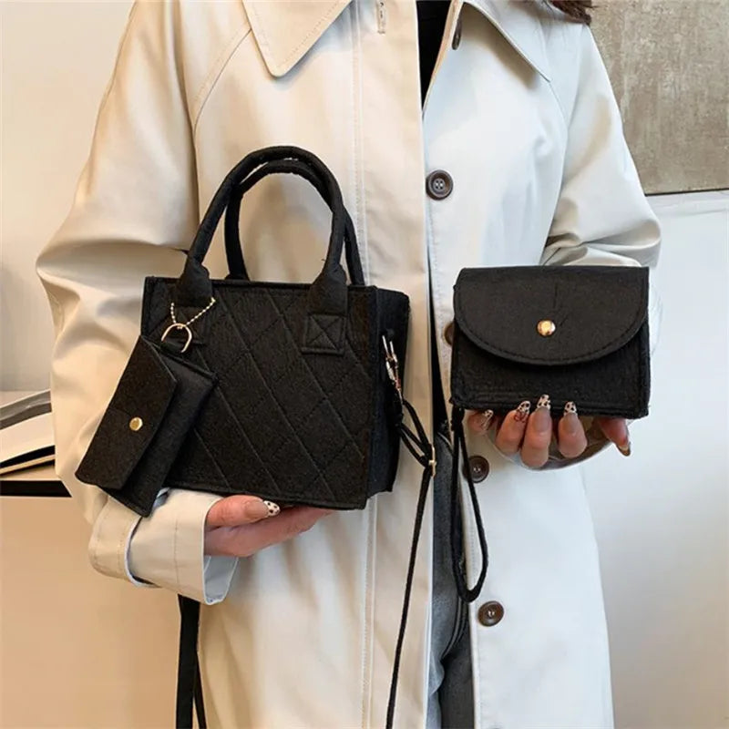 3-Piece Embossed Women's Handbag Set — Crossbody, Clutch & Wallet
