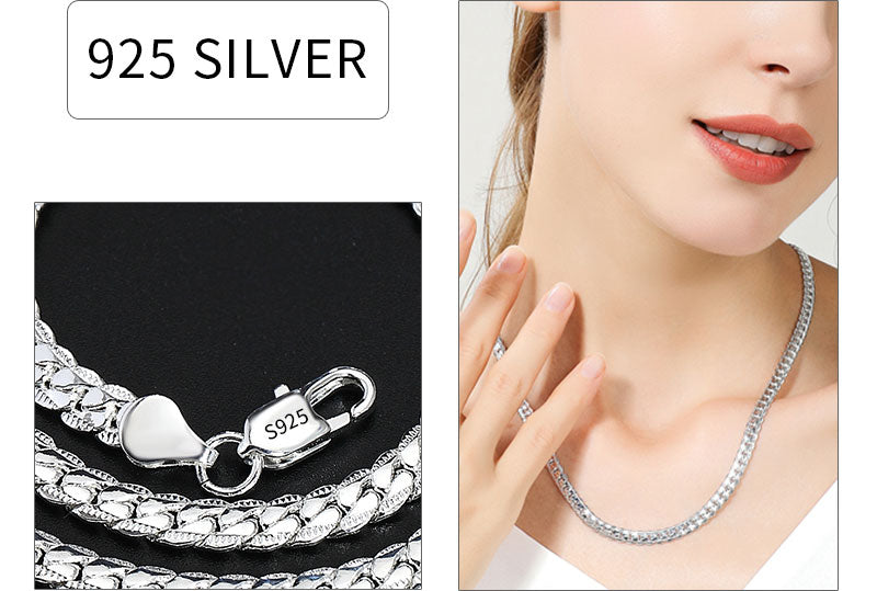 18K Gold/Silver Color 6mm Full Sideways Necklace — 8/18/20/24 Inch Chain