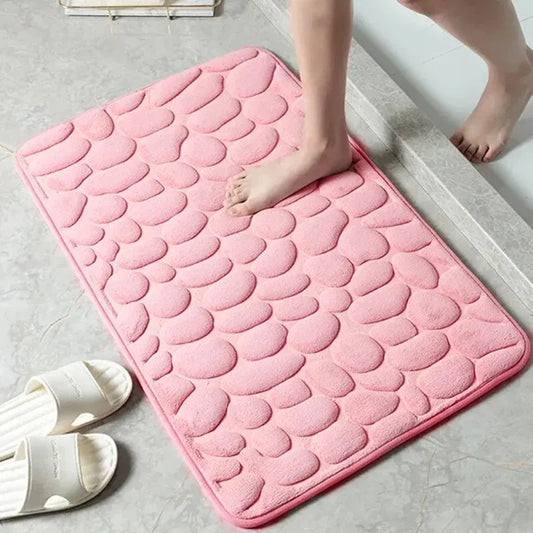 One-Piece Embossed Fiber Carpet — Anti-Slip Pebble Mat for Home