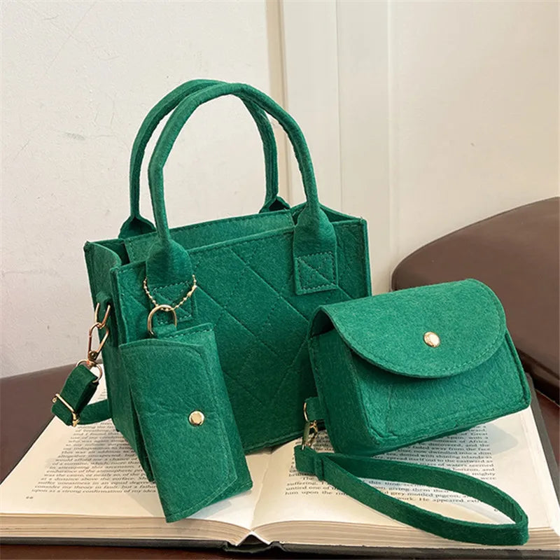 3-Piece Embossed Women's Handbag Set — Crossbody, Clutch & Wallet