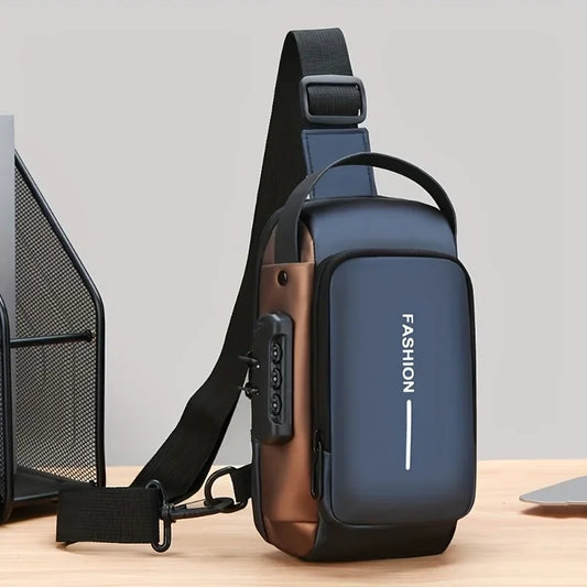 Oxford Fabric Sling Bag for Men — Crossbody Chest Pack, Zip Closure