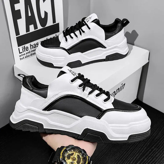 Spring 2025 Breathable White Sneakers — Men’s Thick-Soled Sports Casual / Dad Shoes