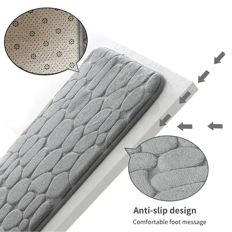 One-Piece Embossed Fiber Carpet — Anti-Slip Pebble Mat for Home