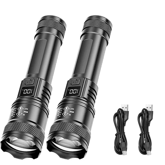High Power  2000LM USB-Rechargeable Tactical LED Flashlight with Zoom Lanter
