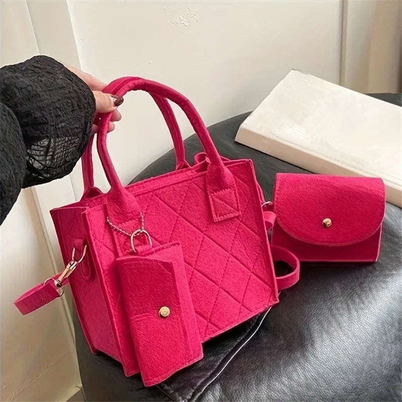3-Piece Embossed Women's Handbag Set — Crossbody, Clutch & Wallet