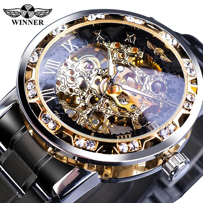 New 2020 Winner Transparent Fashion Diamond Luminous Mechanical Skeleton Watch — Men