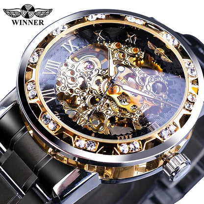 New 2020 Winner Transparent Fashion Diamond Luminous Mechanical Skeleton Watch — Men