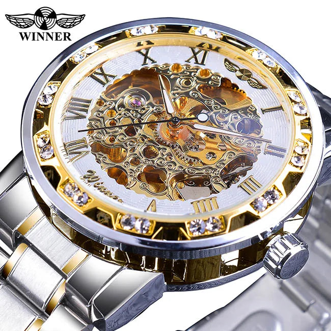 New 2020 Winner Transparent Fashion Diamond Luminous Mechanical Skeleton Watch — Men