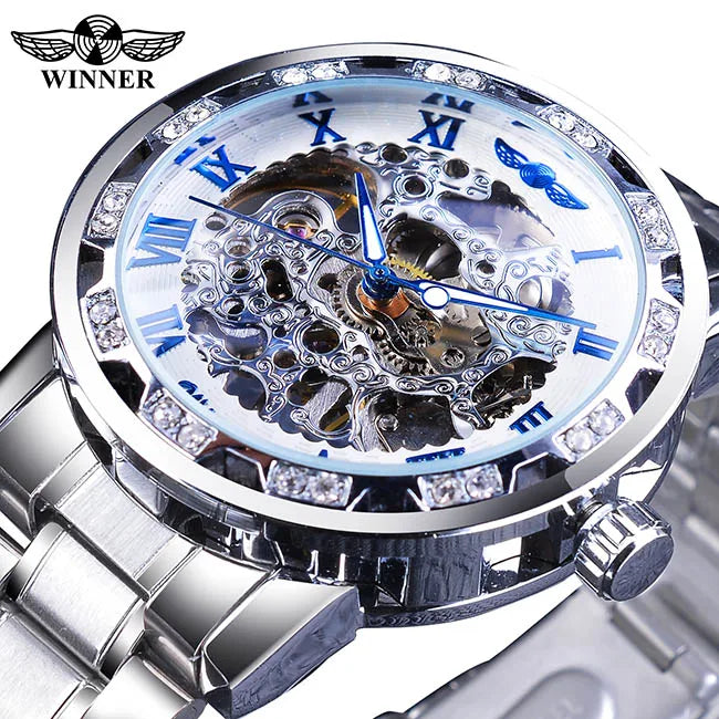 New 2020 Winner Transparent Fashion Diamond Luminous Mechanical Skeleton Watch — Men