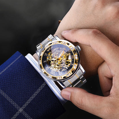 New 2020 Winner Transparent Fashion Diamond Luminous Mechanical Skeleton Watch — Men