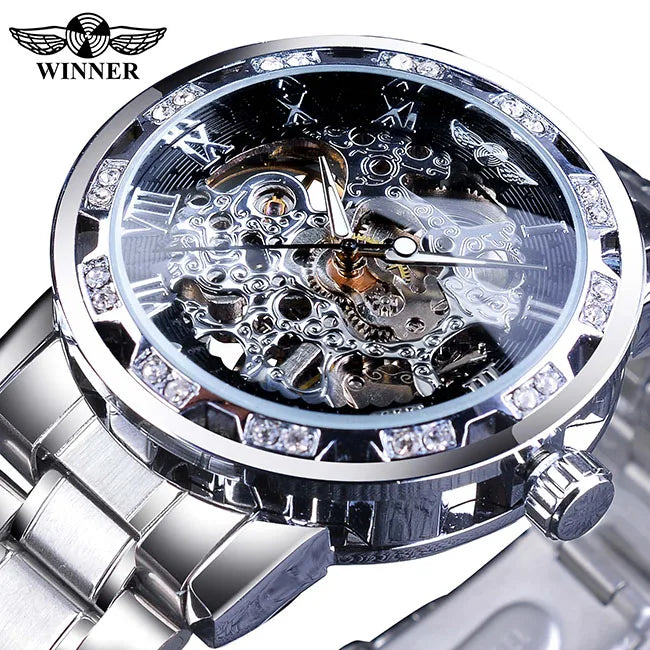 New 2020 Winner Transparent Fashion Diamond Luminous Mechanical Skeleton Watch — Men