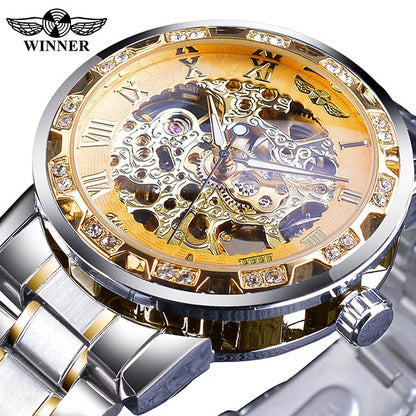 New 2020 Winner Transparent Fashion Diamond Luminous Mechanical Skeleton Watch — Men